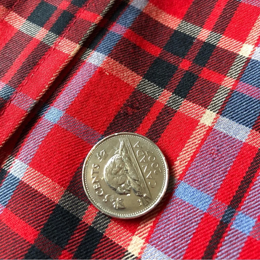 Vintage Alia Petites Long Sleeve Button Down Shirt Red Plaid Womens XL - Picture 5 of 5